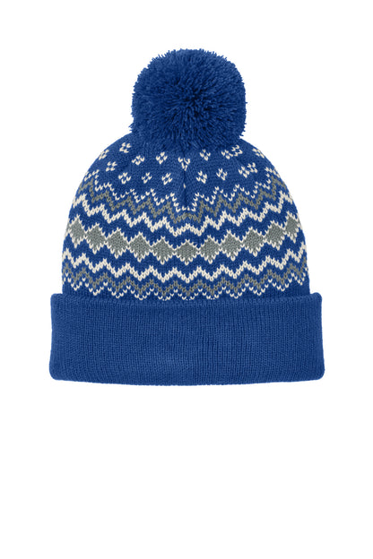 Front View of TRy/GsG/Mh Port Authority Alpine Pom Beanie C991