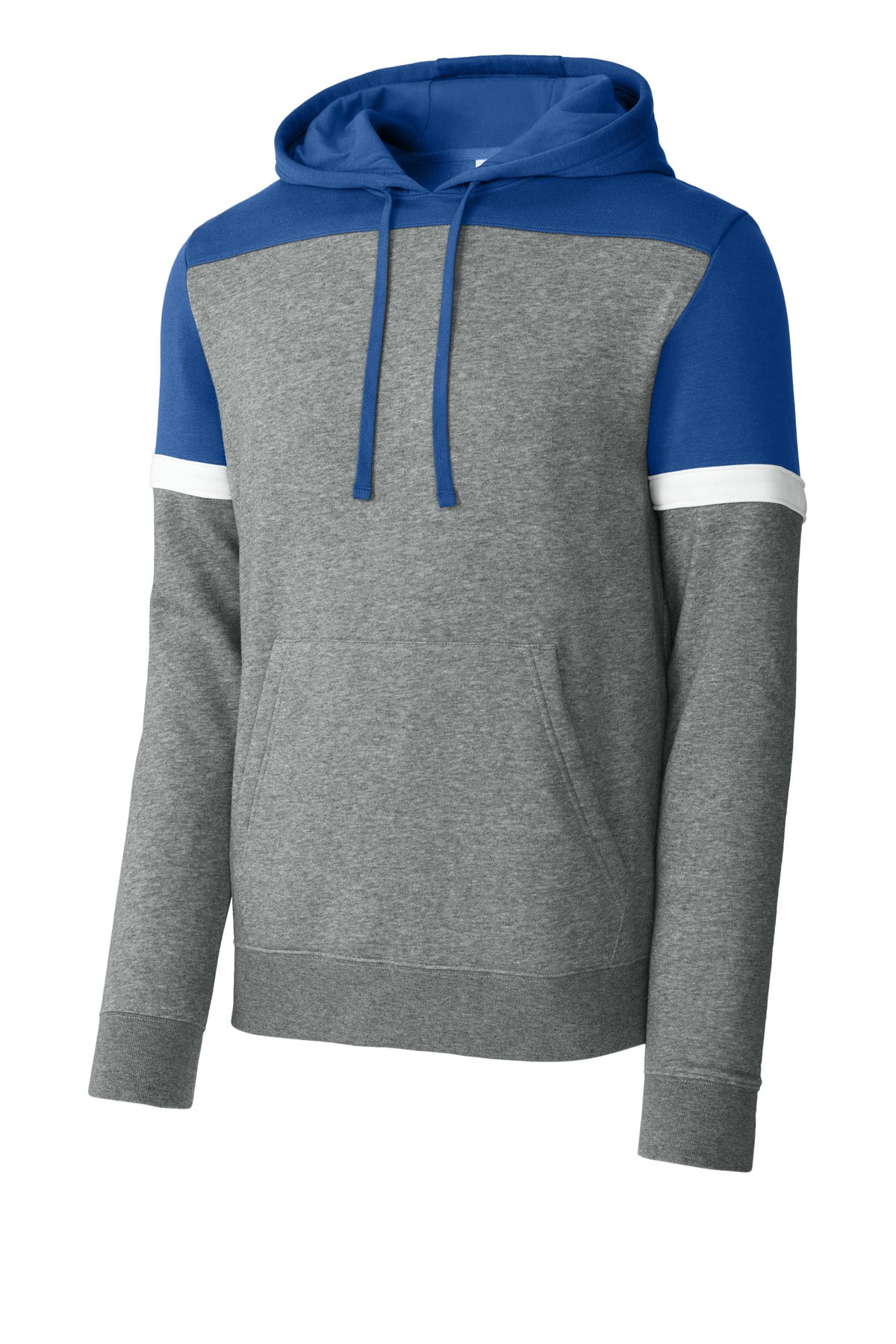 Front View of TRy/VtgHtr Sport-Tek Drive Fleece Colorblock Hoodie STF205