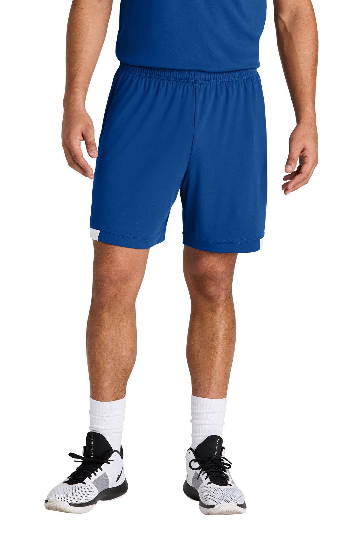 Front View of TRy/White Sport-Tek Club 7" Short ST442