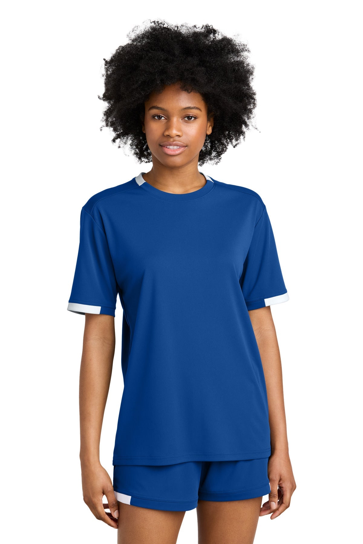Front View of TRy/White Sport-Tek Club Short Sleeve Crew ST440