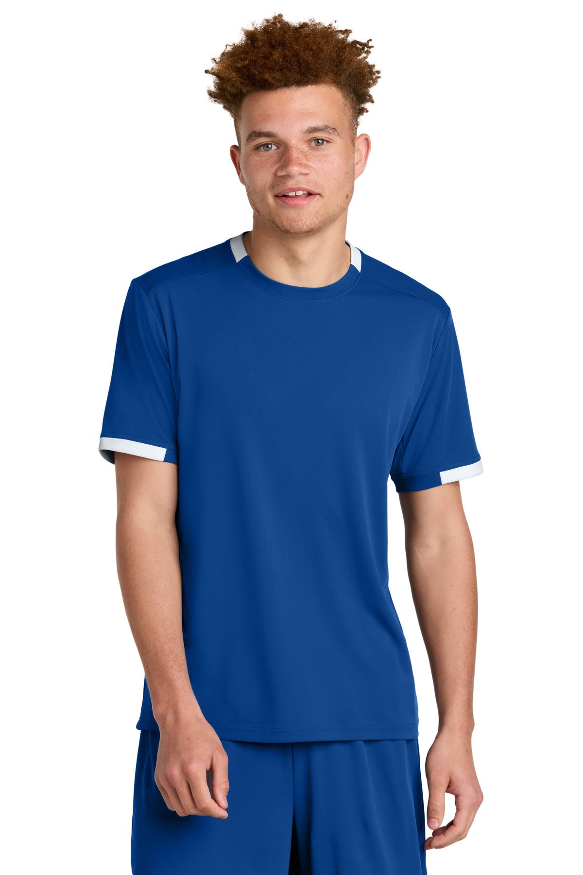 Front View of TRy/White Sport-Tek Club Short Sleeve Crew ST440