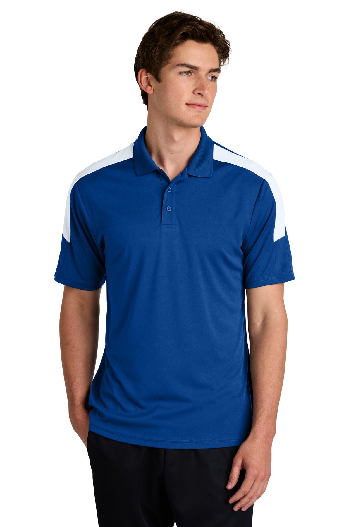 Front View of TRy/White Sport-Tek Competitor United Polo ST104