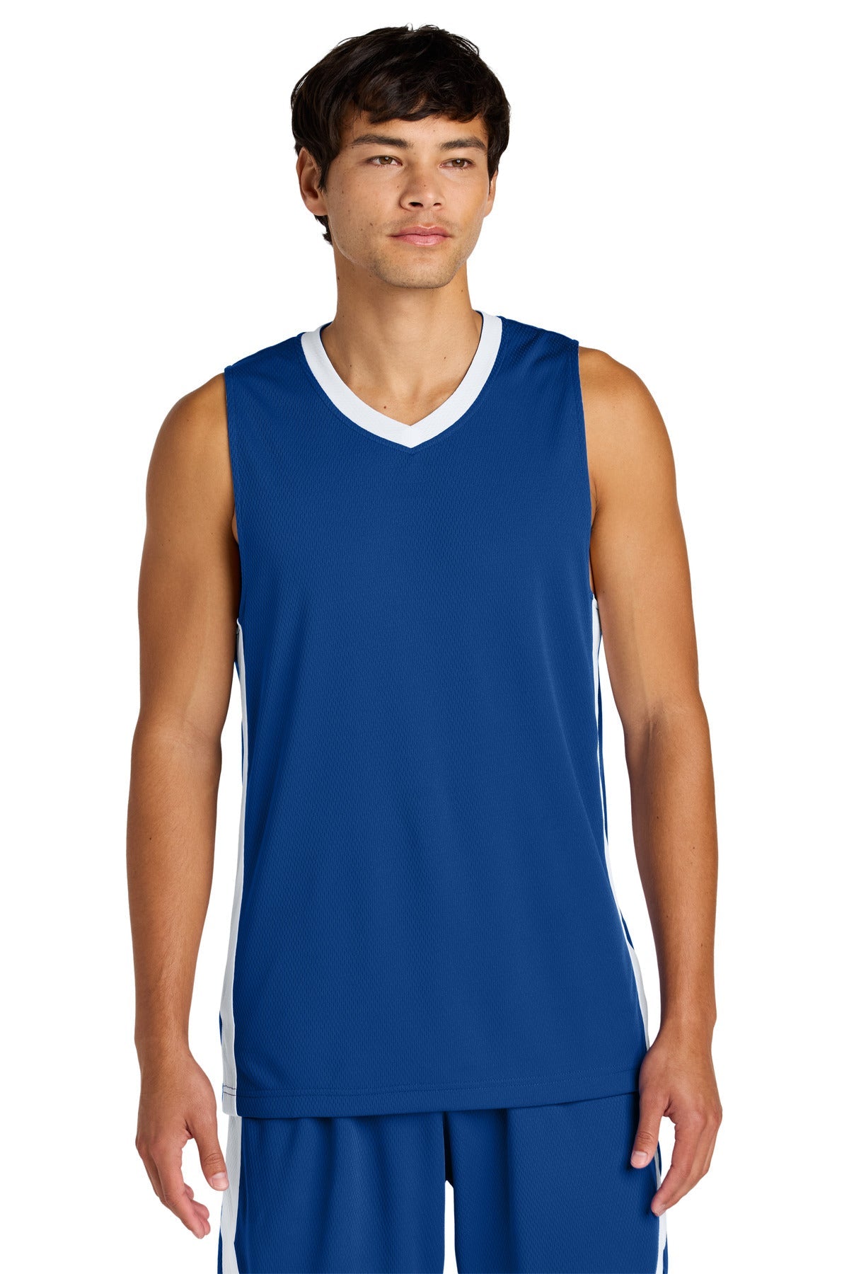 Front View of TRy/White Sport-Tek Rival Basketball Rev Jersey ST900