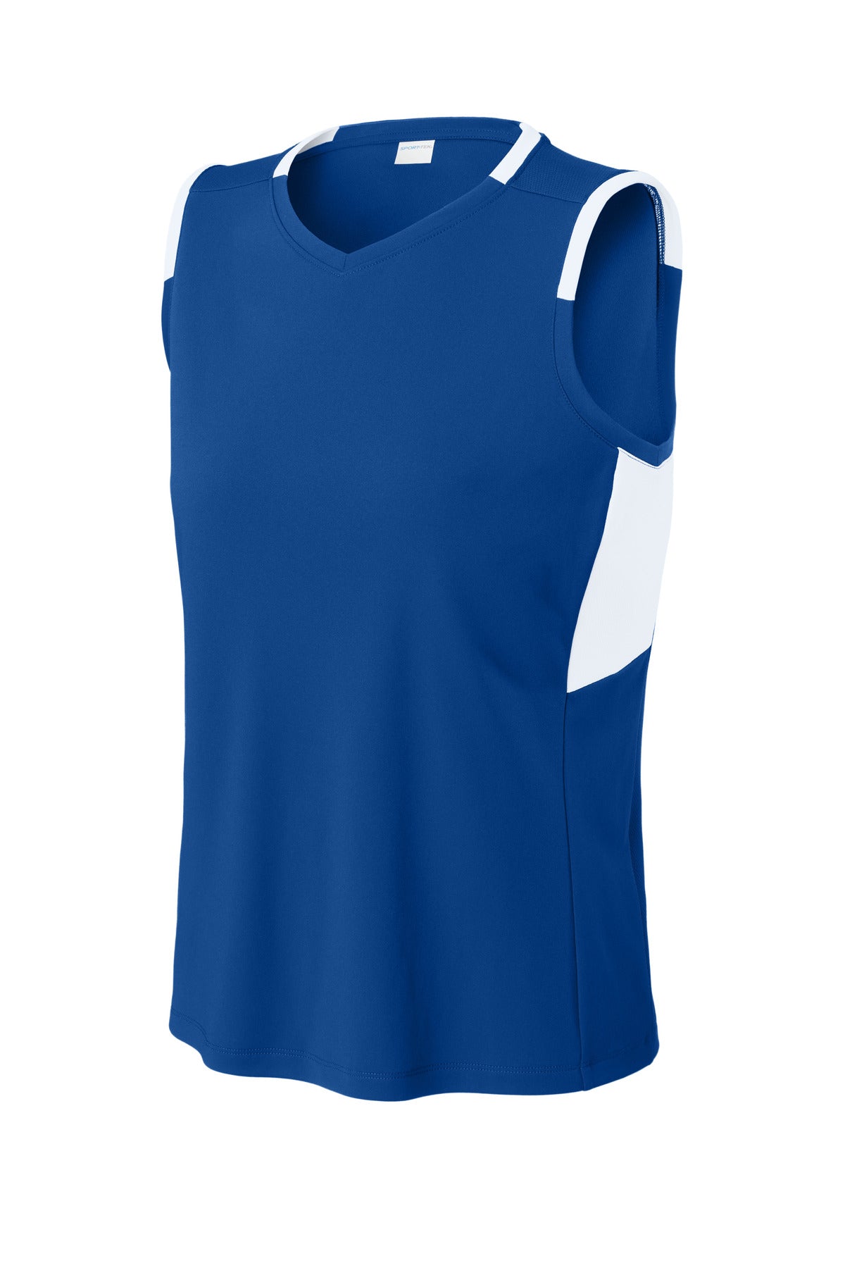 Front View of TRy/White Sport-Tek Women's Club Sleeveless V-Neck LST441