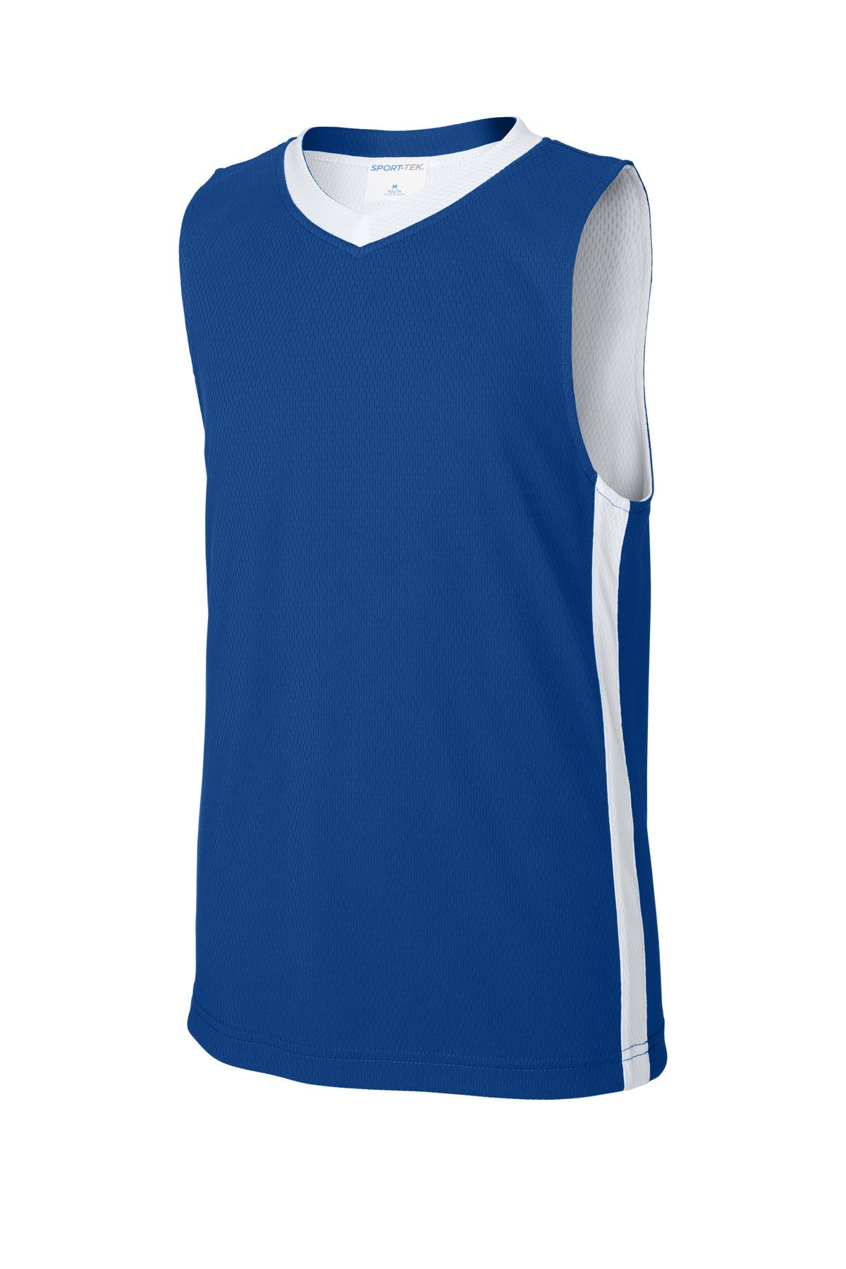 Front View of TRy/White Sport-Tek Youth Rival Basketball Rev Jersey YST900