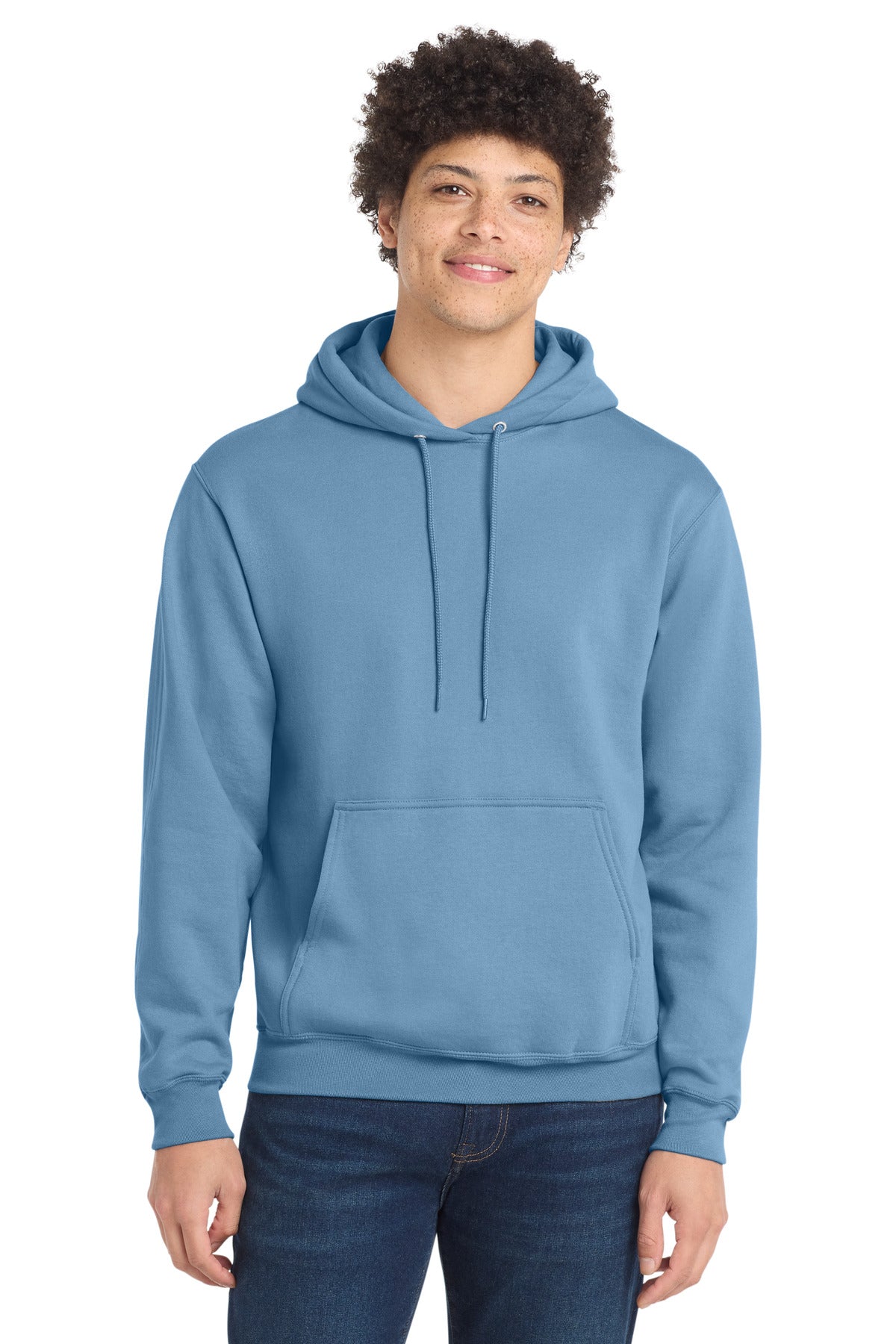 Front View of TundraBlu Port & Co Core Fleece Pullover Hooded Sweatshirt. PC78H