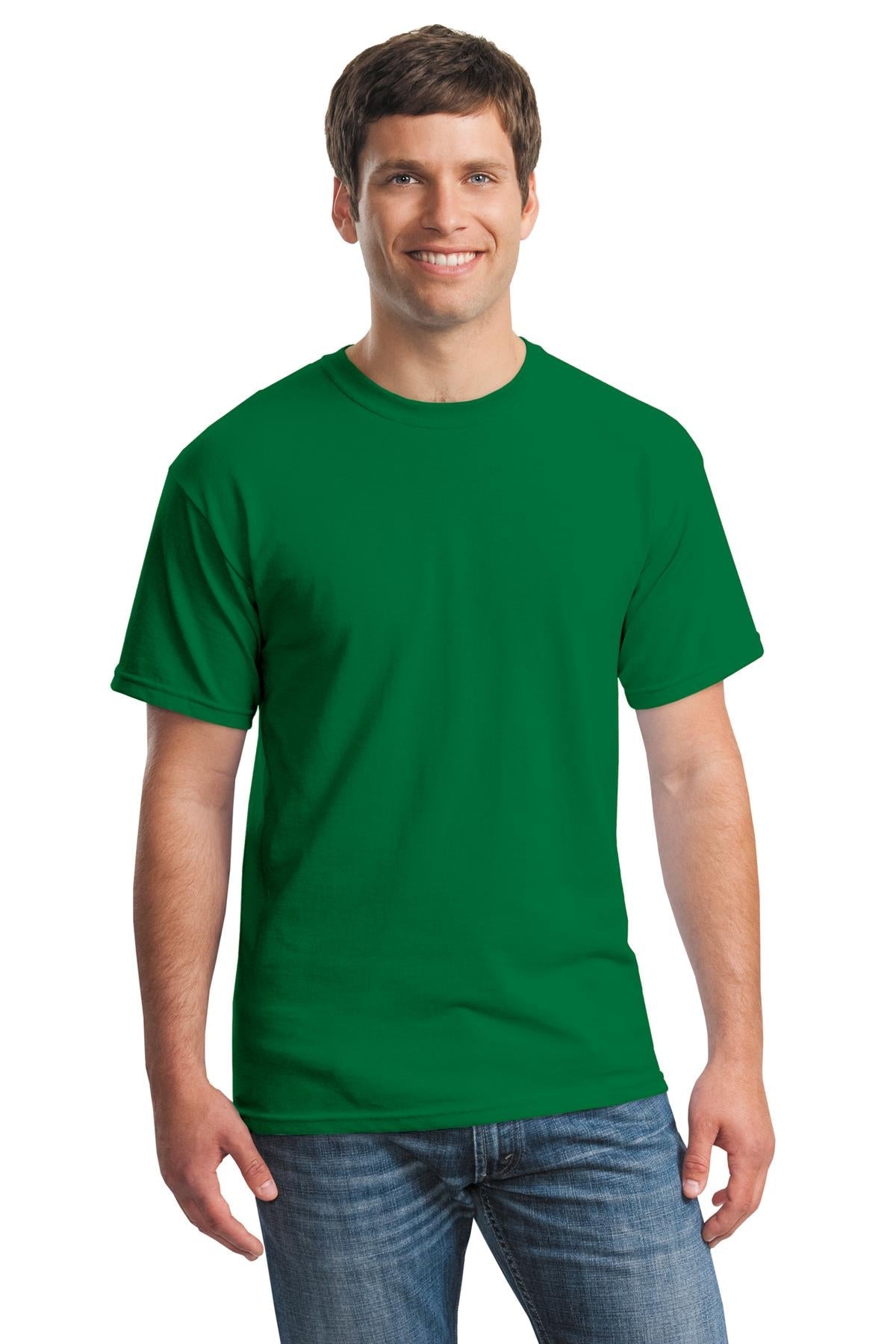 Front View of Turf Green Gildan - Heavy Cotton 100% Cotton T-Shirt. 5000