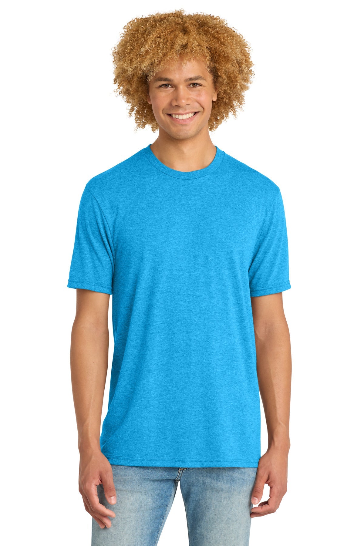 Front View of TurqFrost District Perfect Tri DTG Tee DM130DTG