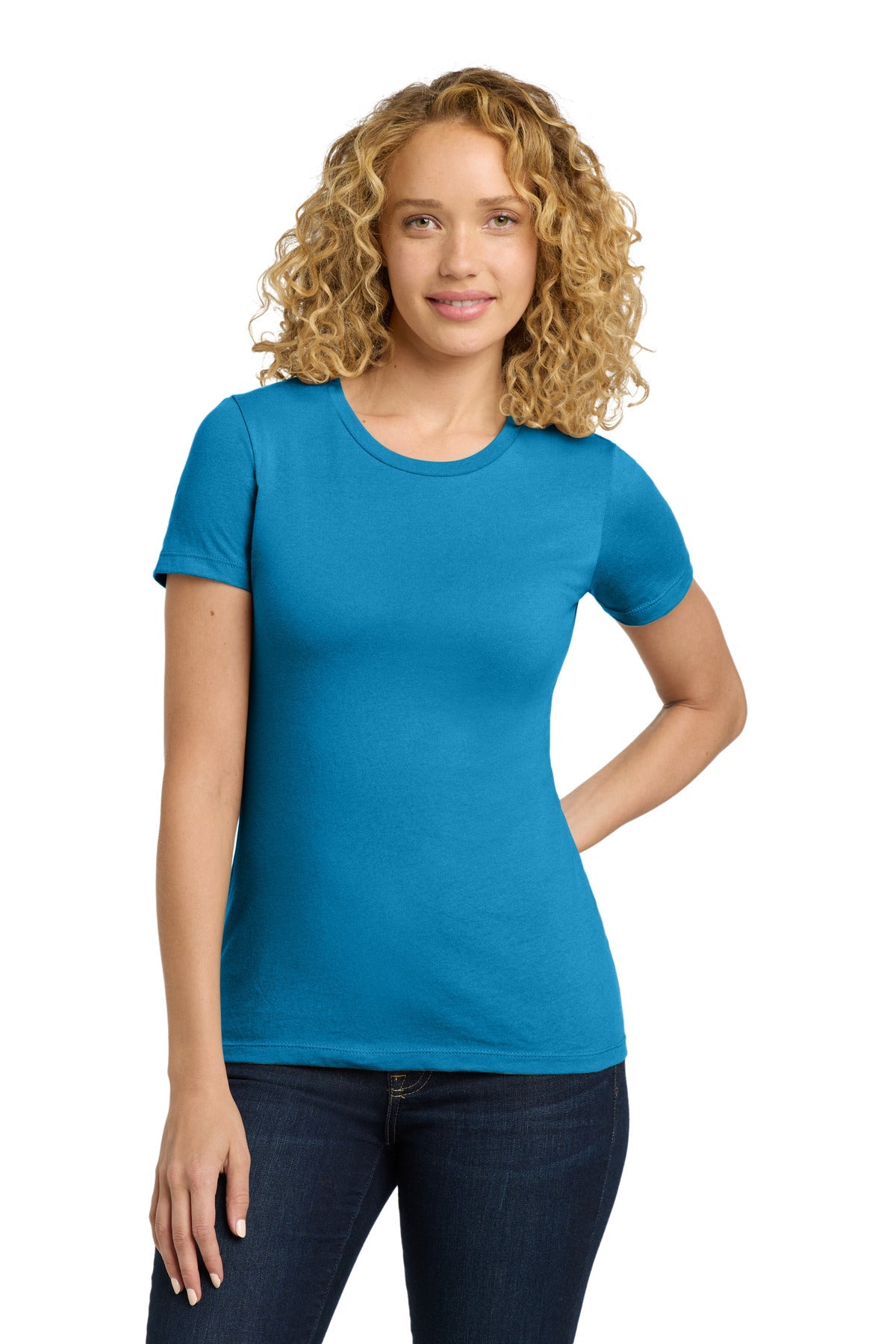 Front View of Turquoise Next Level Apparel Women's Cotton Tee. NL3900