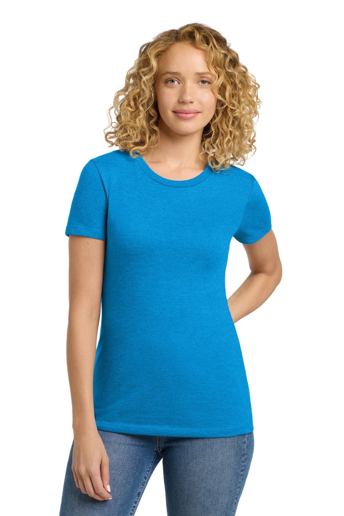 Front View of Turquoise Next Level Apparel Women's CVC Tee. NL6610