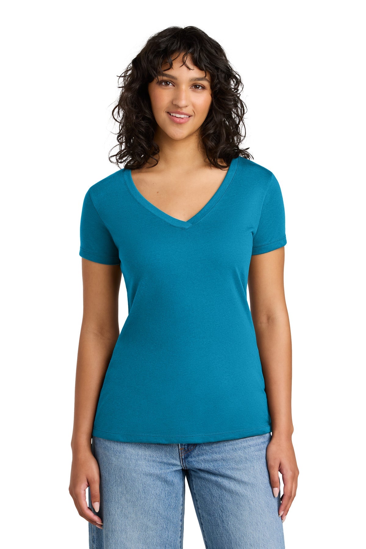 Front View of Turquoise Next Level Apparel Women's Ideal V-Neck Tee NL1540