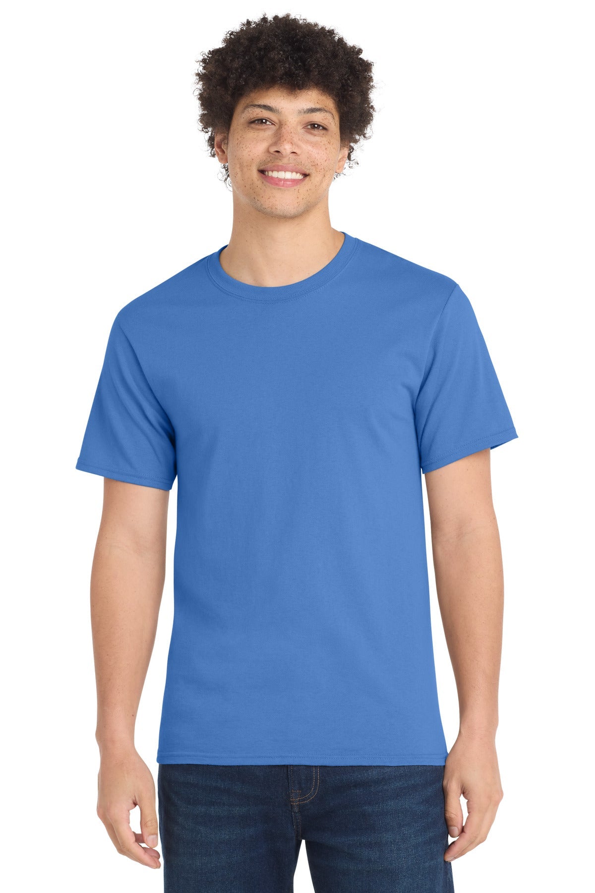 Front View of Ultramarine Port & Co Tall Essential Tee. PC61T
