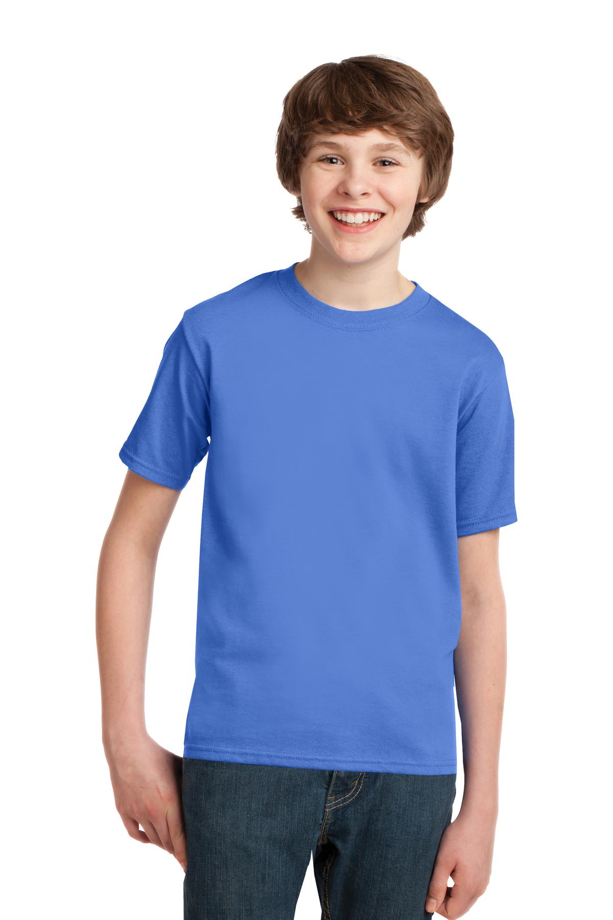 Front View of Ultramarine Port & Co Youth Essential Tee. PC61Y