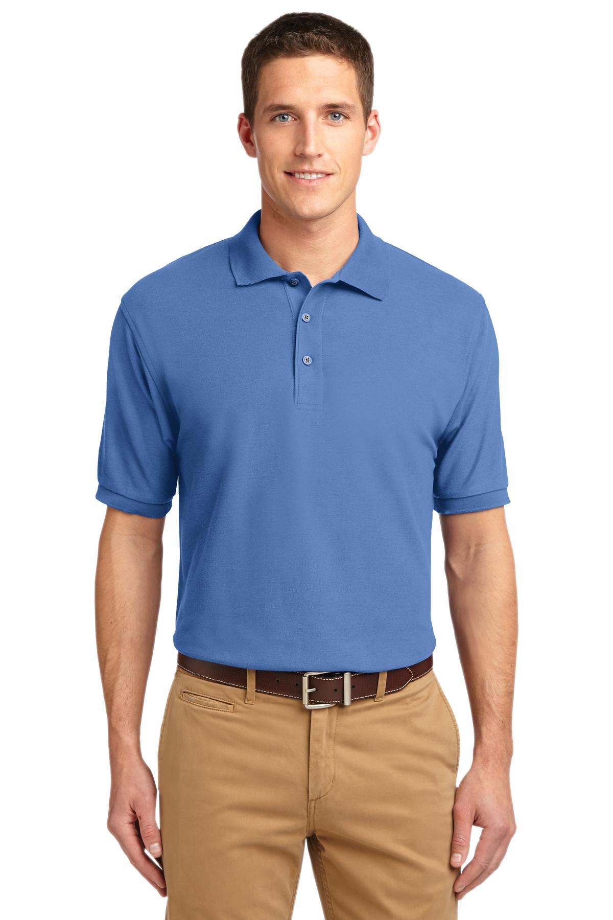 Front View of UltramarineBlu Port Authority Extended Size Silk Touch Polo K500ES