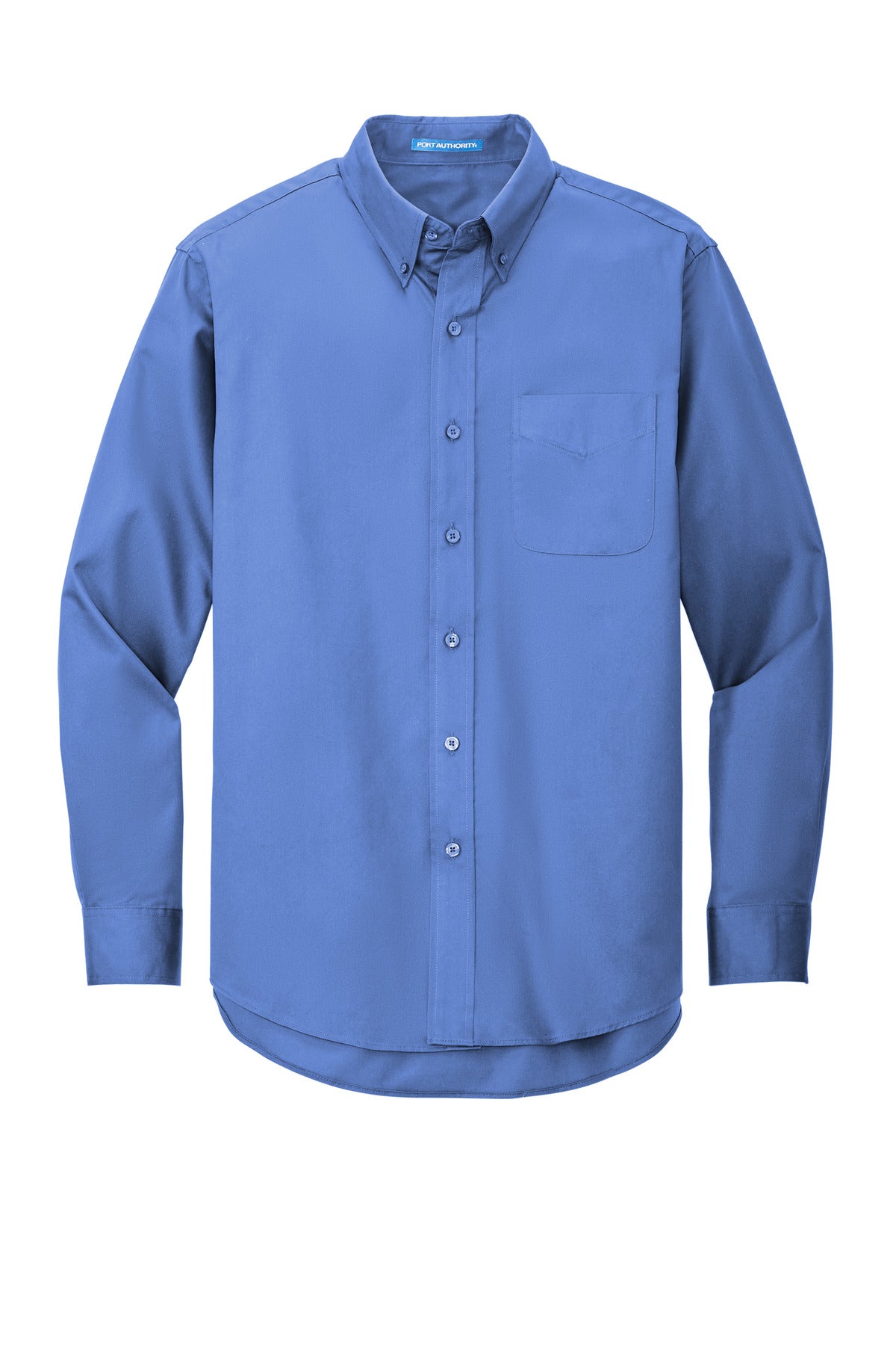 Front View of Ultramarne Blu Port Authority Long Sleeve Easy Care Shirt S608