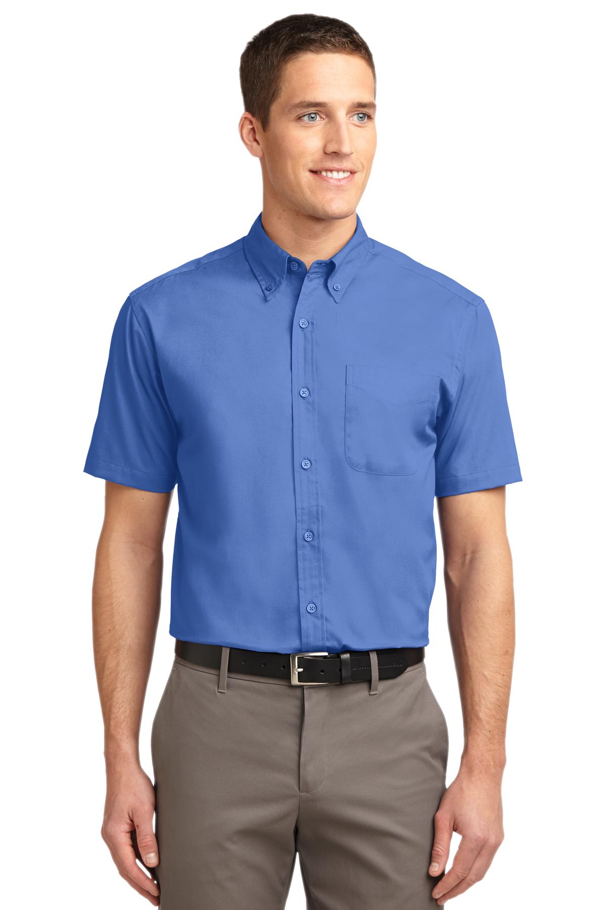 Front View of Ultramarne Blu Port Authority Short Sleeve Easy Care Shirt. S508