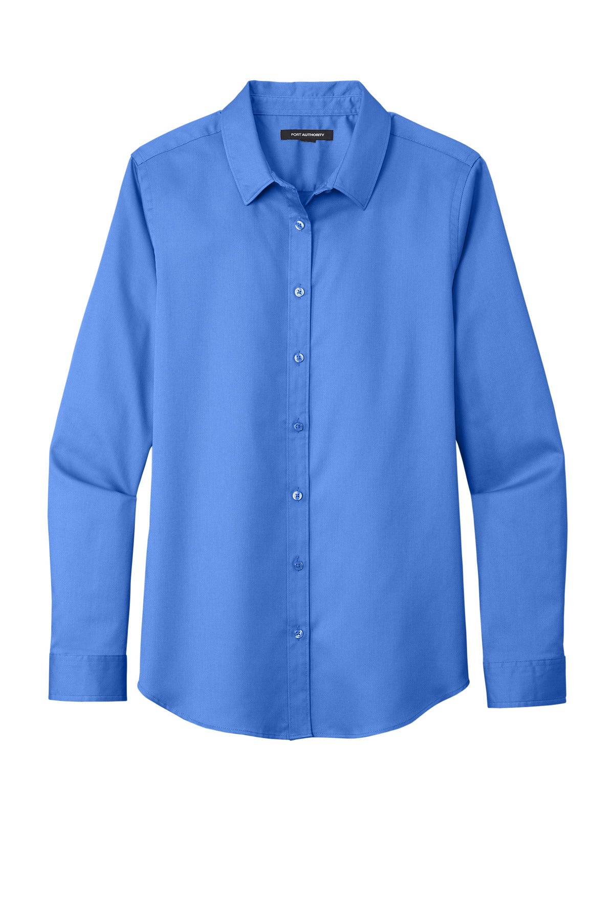 Front View of UltramrnBl Port Authority Women's Long Sleeve SuperPro React Twill Shirt. LW808