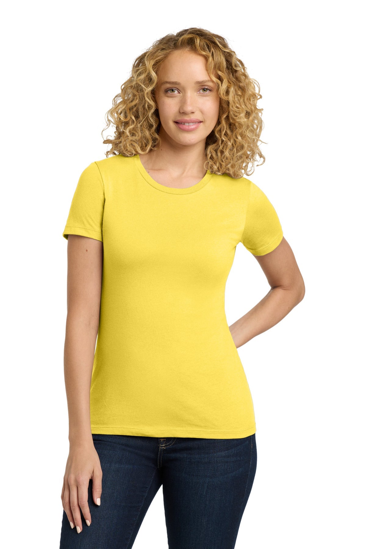 Front View of VibrantYlw Next Level Apparel Women's Cotton Tee. NL3900