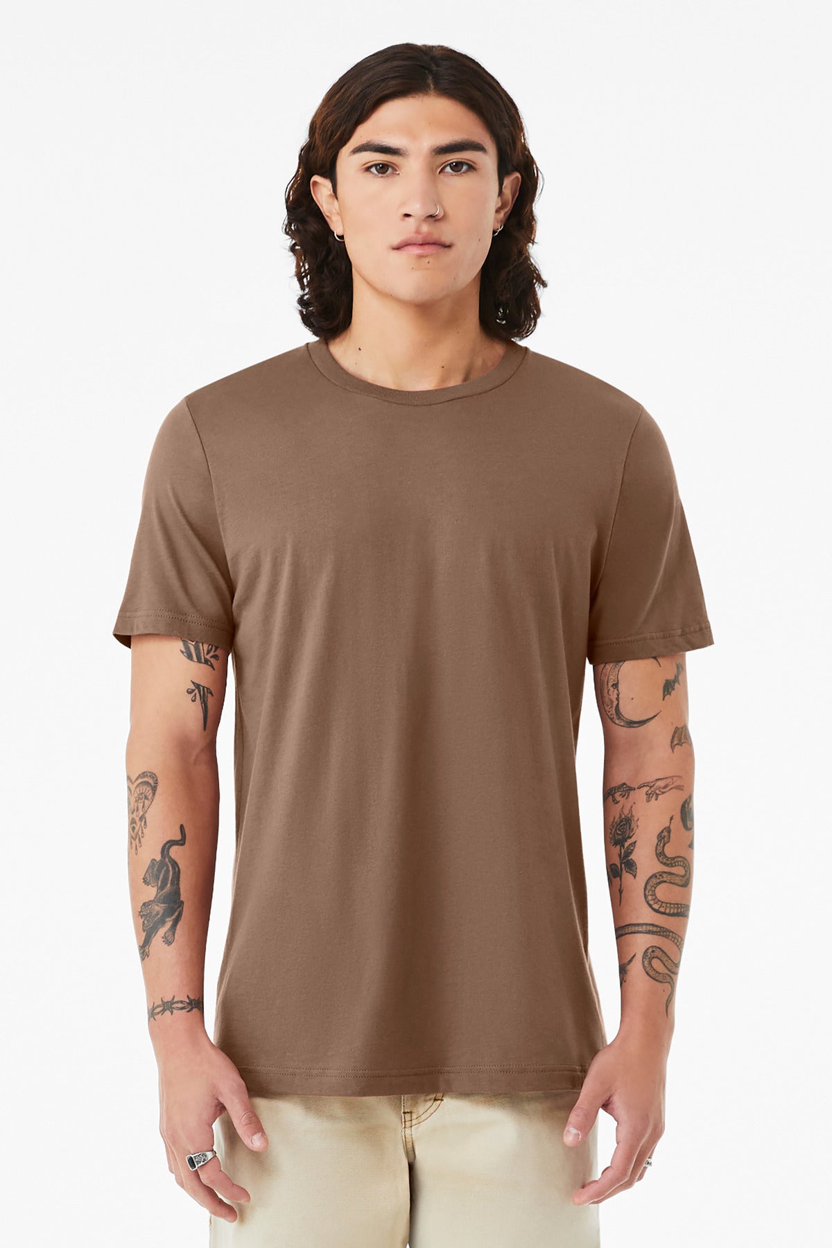 Front View of VintageBrn BELLA+CANVAS Unisex Jersey Short Sleeve Tee. BC3001