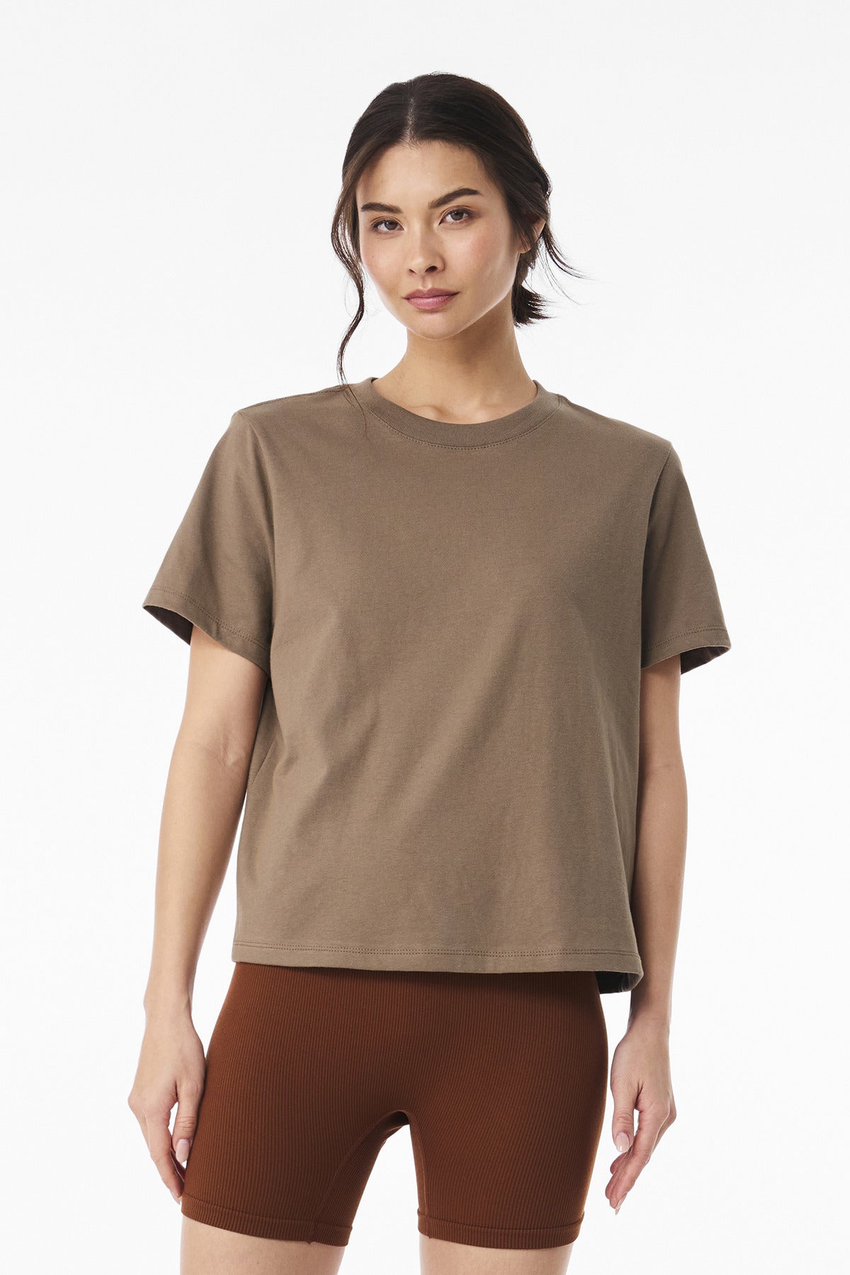 Front View of VintageBrn BELLA+CANVAS Women's 6-Ounce Heavyweight Tee BC6110