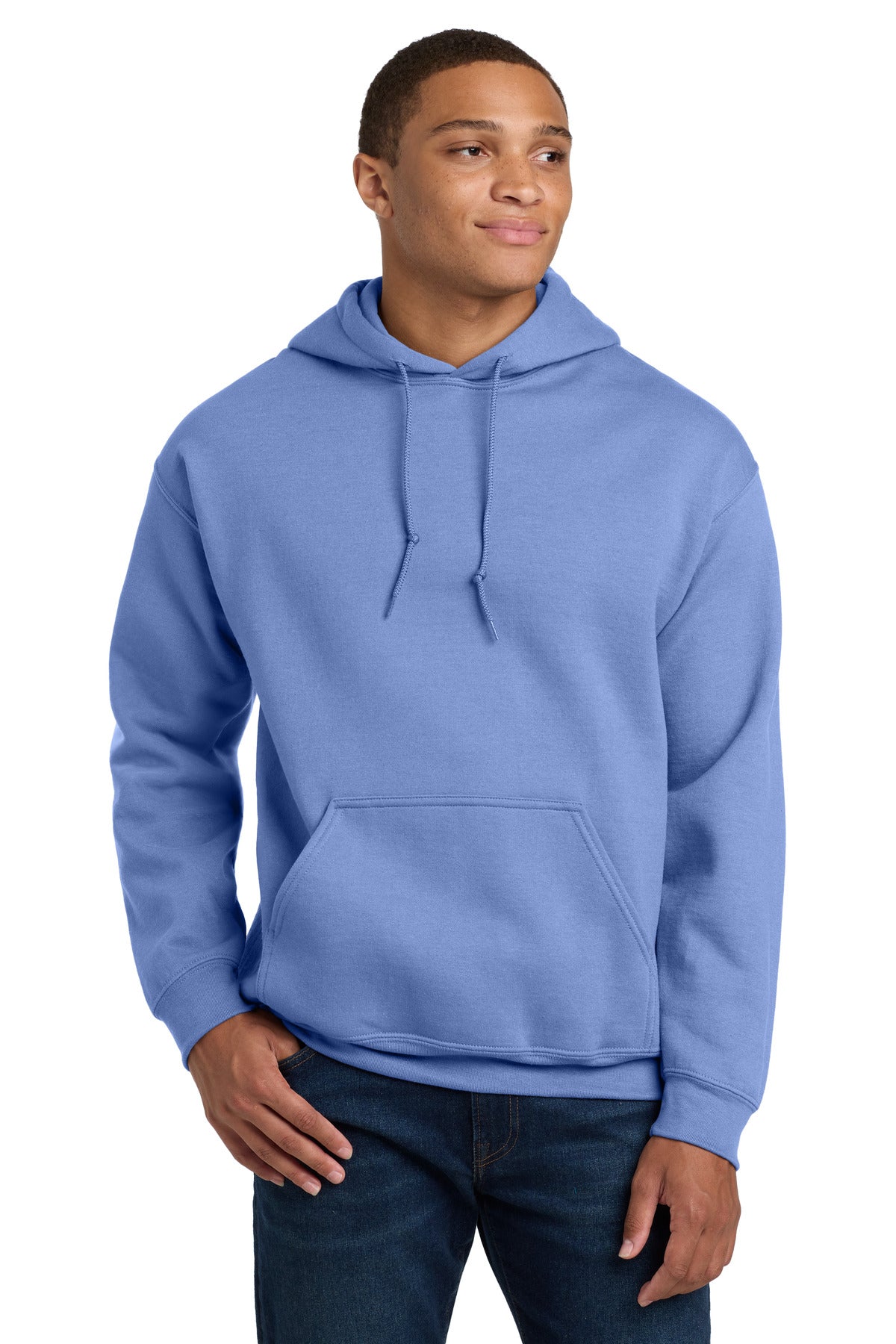Front View of Violet Gildan - Heavy Blend Hooded Sweatshirt. 18500