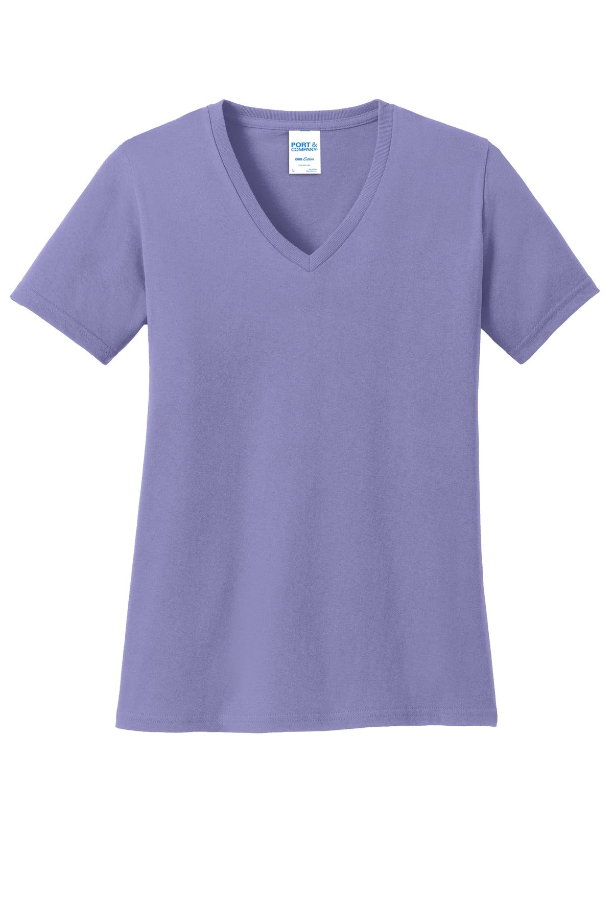 Front View of Violet Port & Co Women's Core Cotton V-Neck Tee. LPC54V