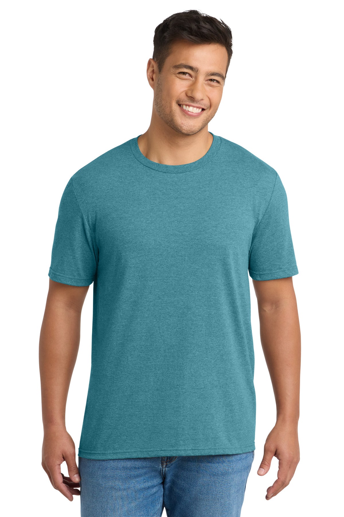 Front View of VivdTealHr Port & Co Tri-Blend Tee. PC330