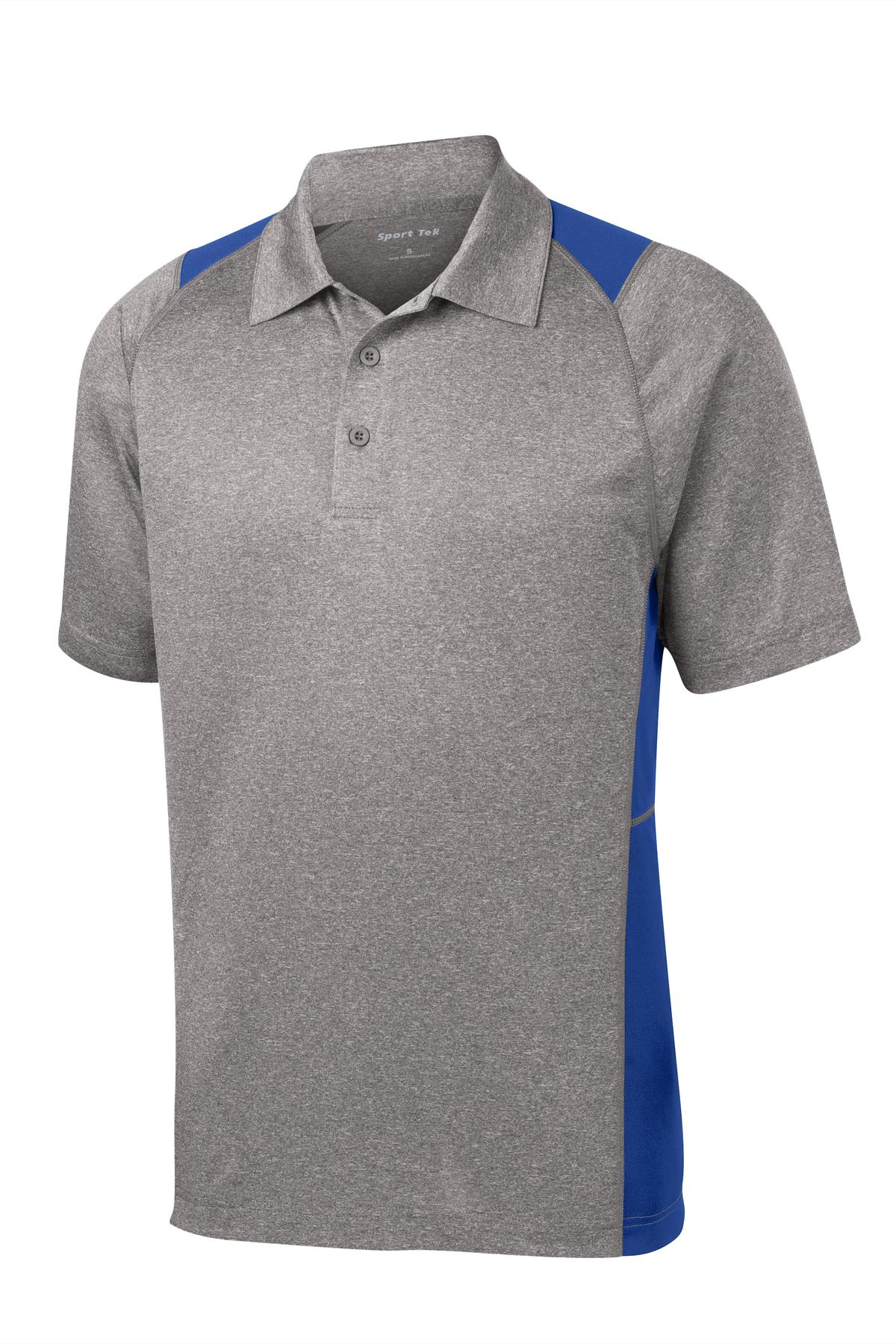 Front View of Vnt He/Tr Royl Sport-Tek Heather Colorblock Contender Polo. ST665