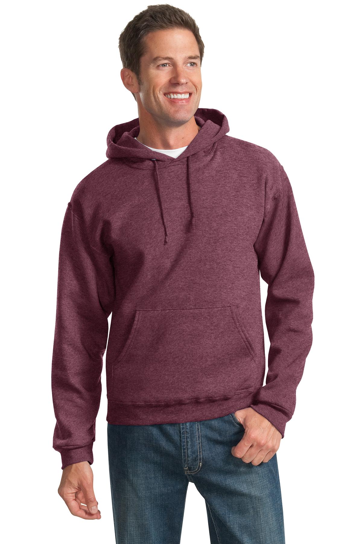 Front View of Vntg Hthr Mar Jerzees NuBlend Pullover Hooded Sweatshirt. 996M