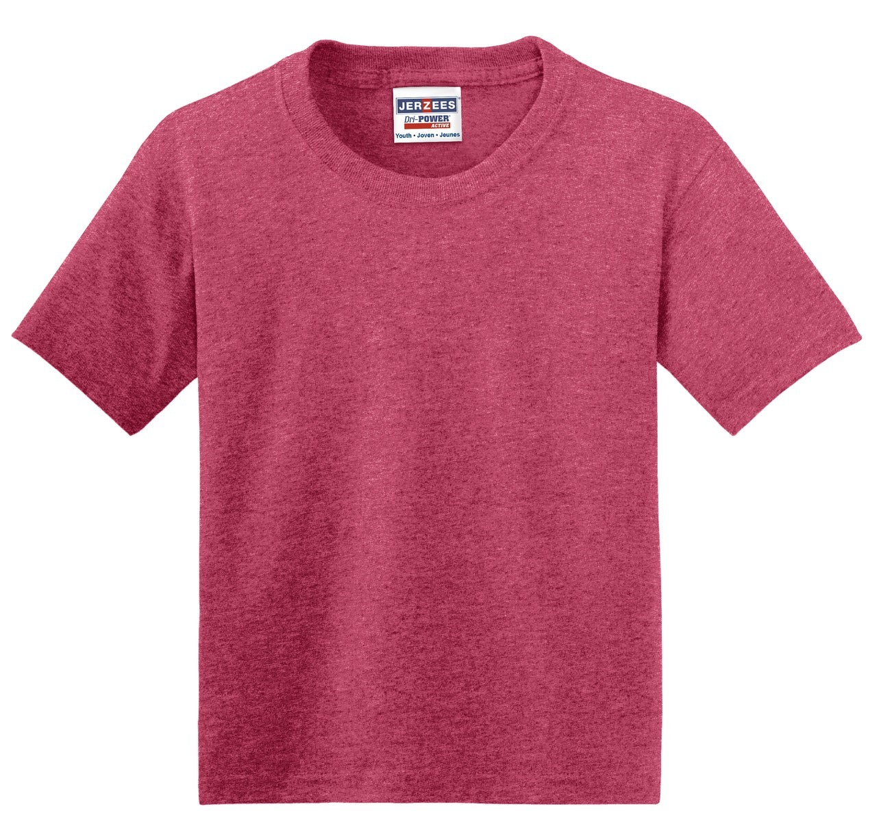 Front View of Vntg Hthr Red Jerzees - Youth Dri-Power 50/50 Cotton/Poly T-Shirt. 29B