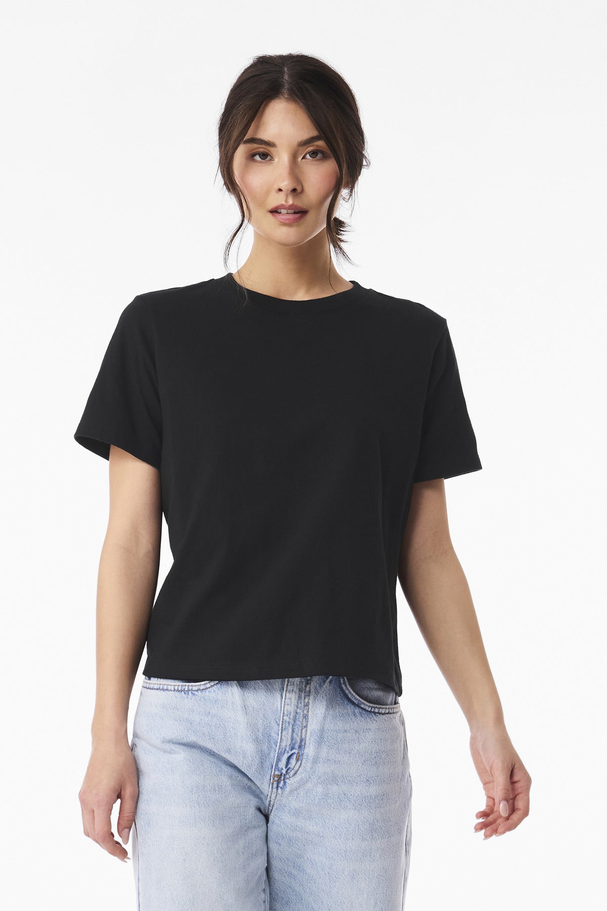 Front View of VtgBlack BELLA+CANVAS Women's 6-Ounce Heavyweight Tee BC6110