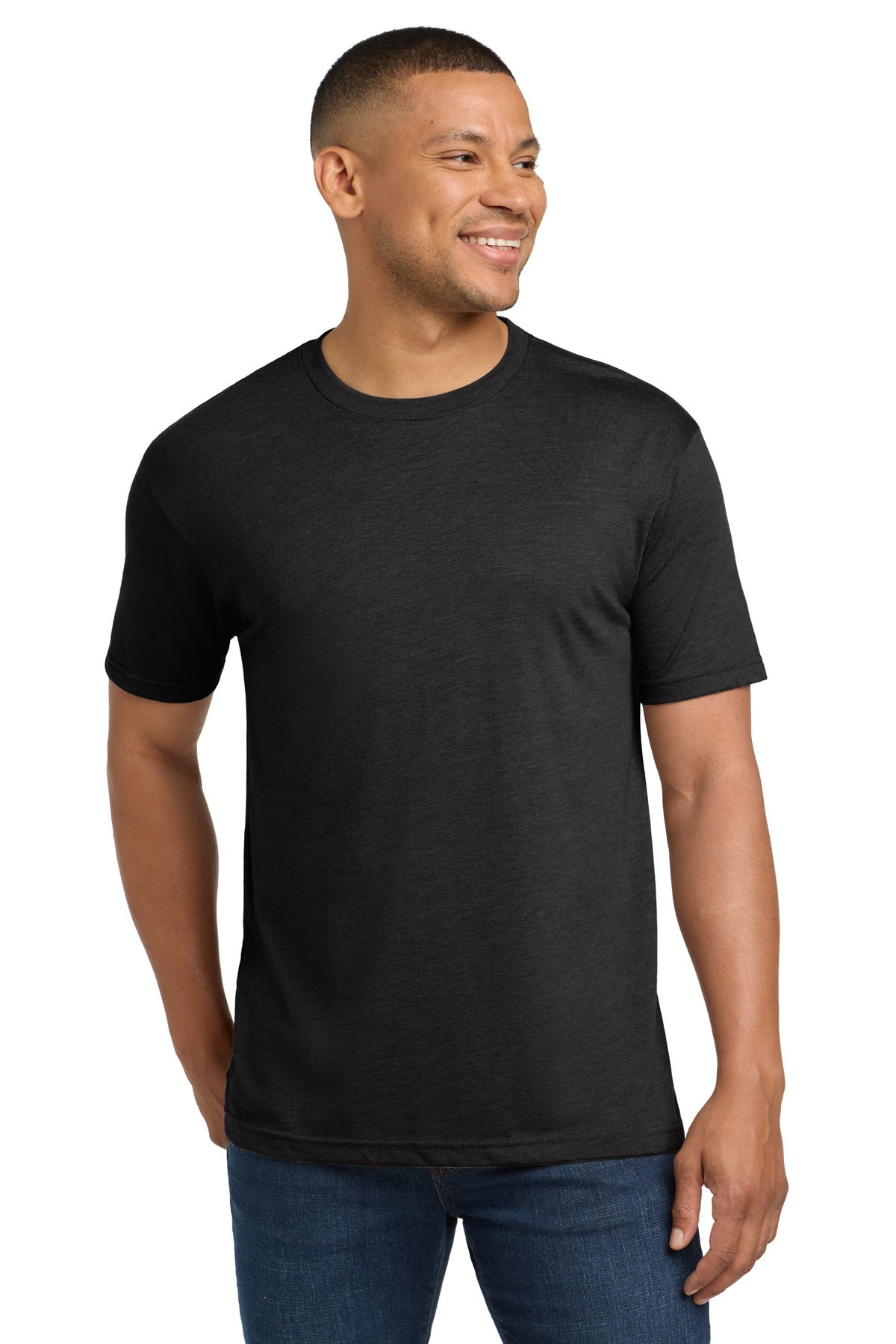 Front View of VtgBlack Next Level Apparel Adult Tri-Blend Tee. NL6010