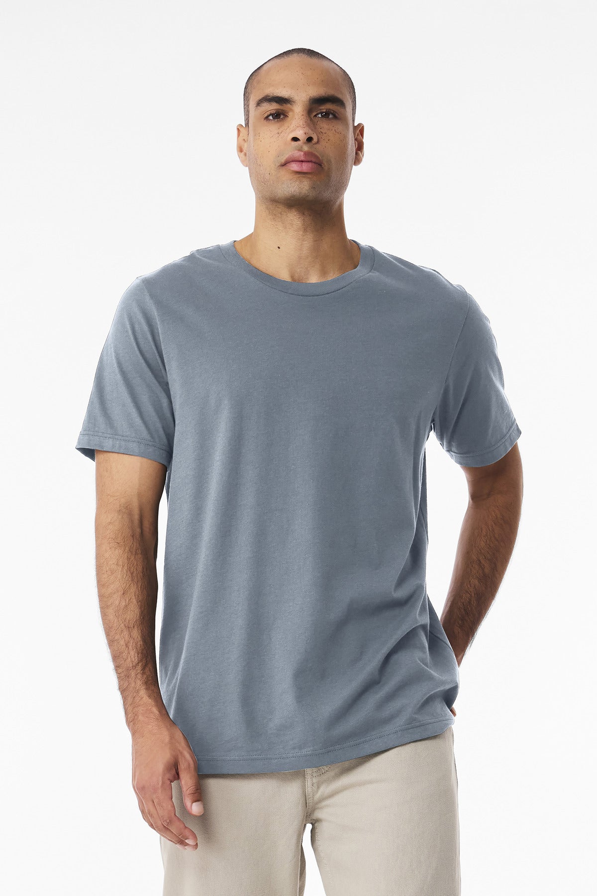 Front View of VtgDenim BELLA+CANVAS Unisex Jersey Short Sleeve Tee. BC3001