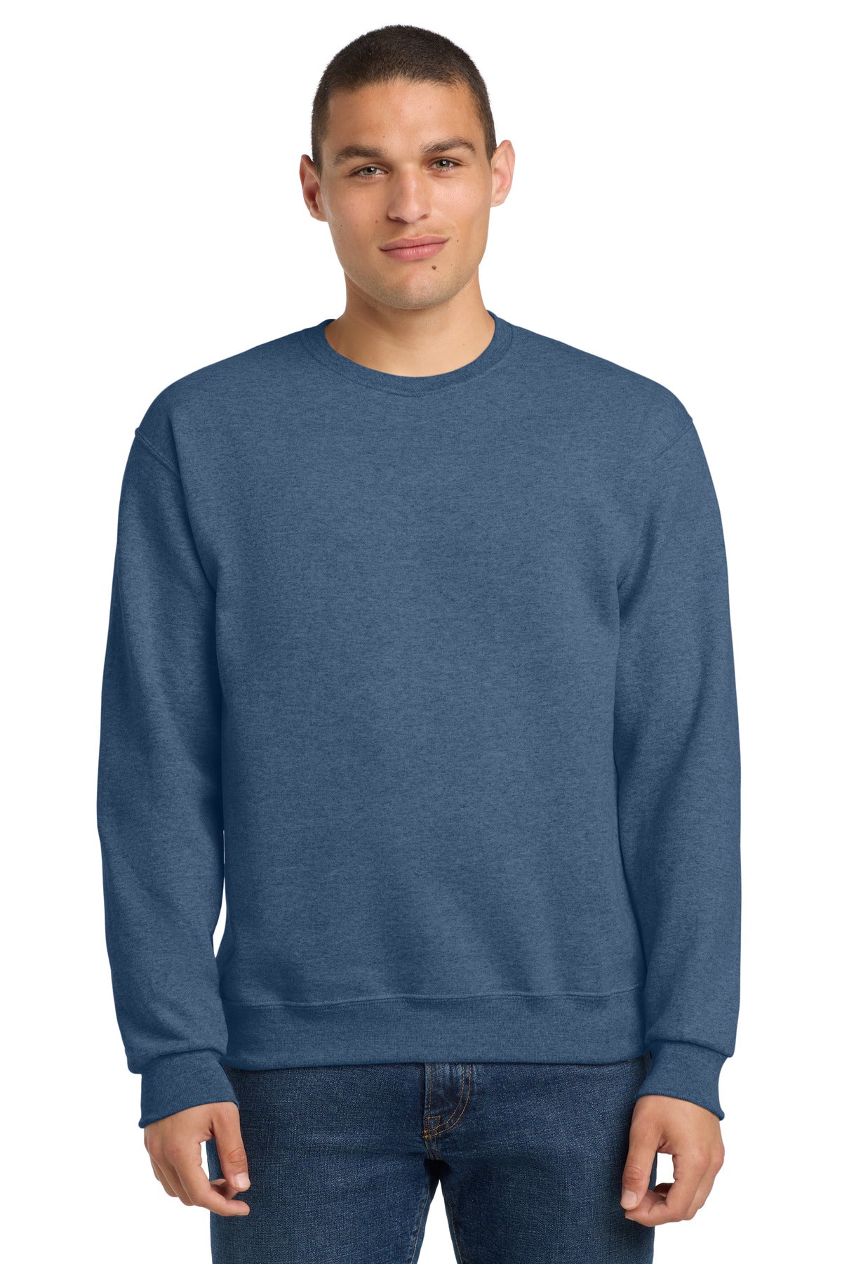 Front View of VtgHtrBl Jerzees - NuBlend Crewneck Sweatshirt. 562M