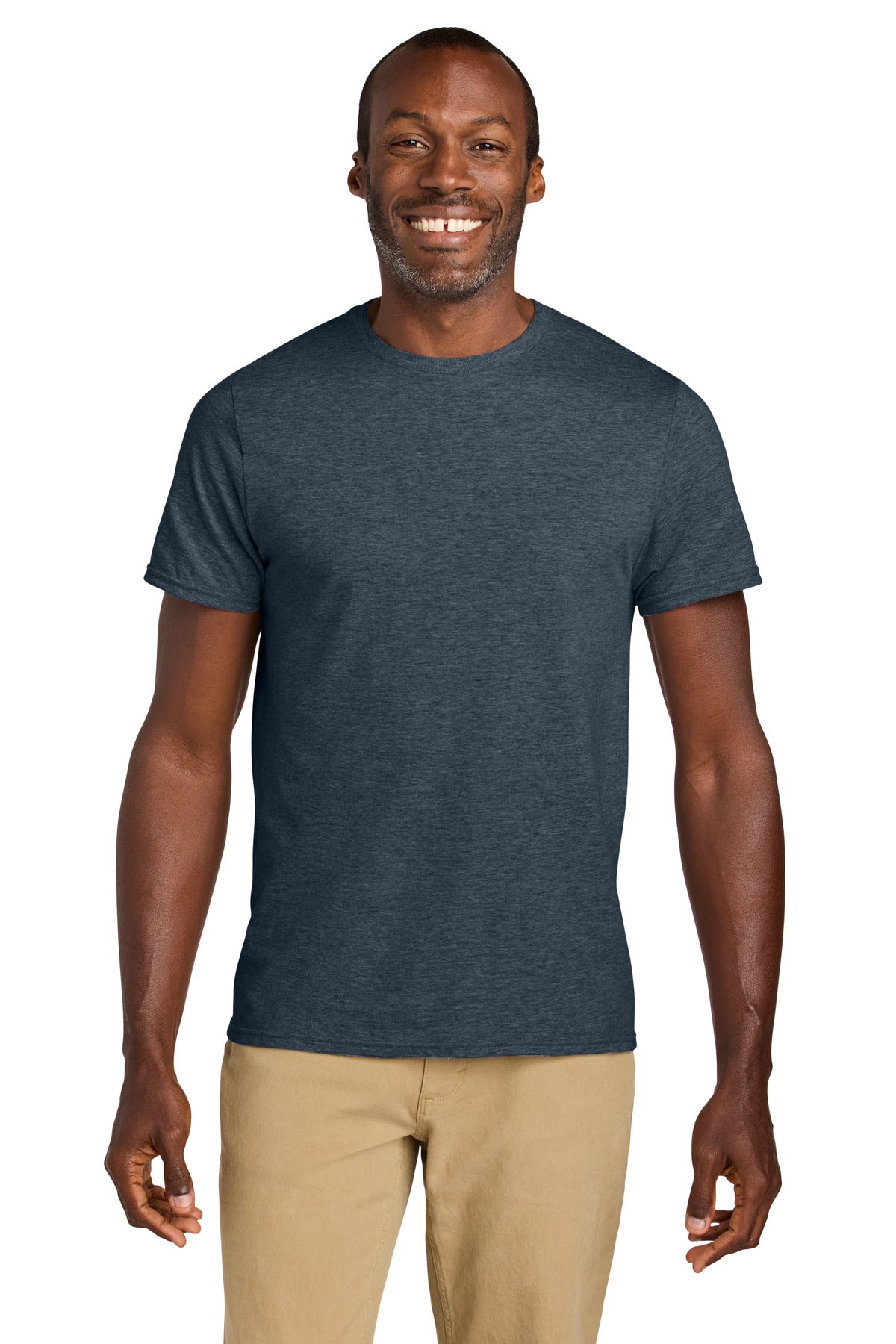 Front View of VtgHtrNavy Jerzees Classics Unisex Cotton T-Shirt 363M