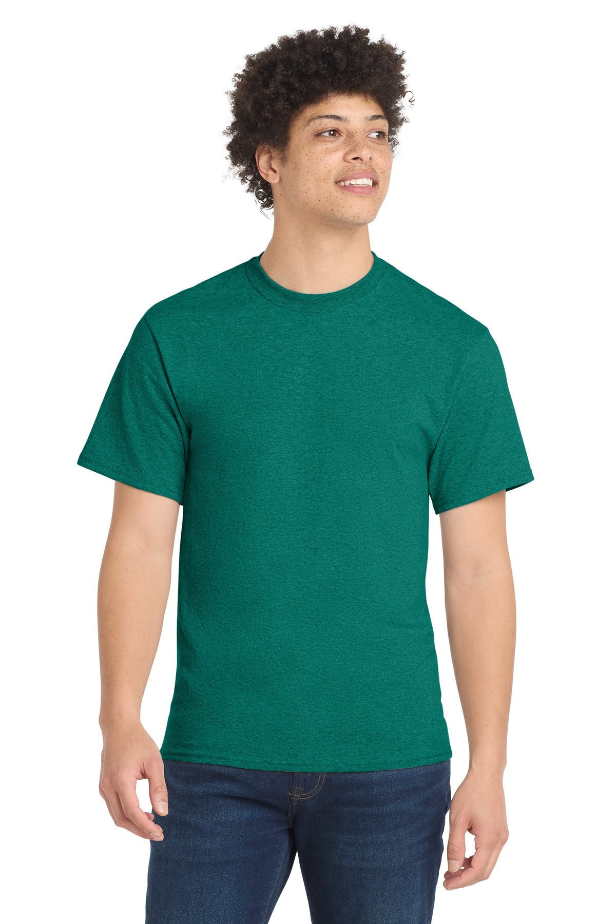 Front View of VtgJadeGrn Port & Co Core Blend Tee. PC55