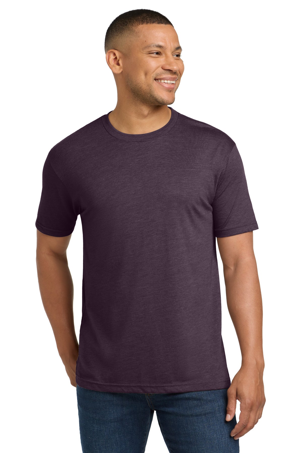 Front View of VtgPurple Next Level Apparel Adult Tri-Blend Tee. NL6010