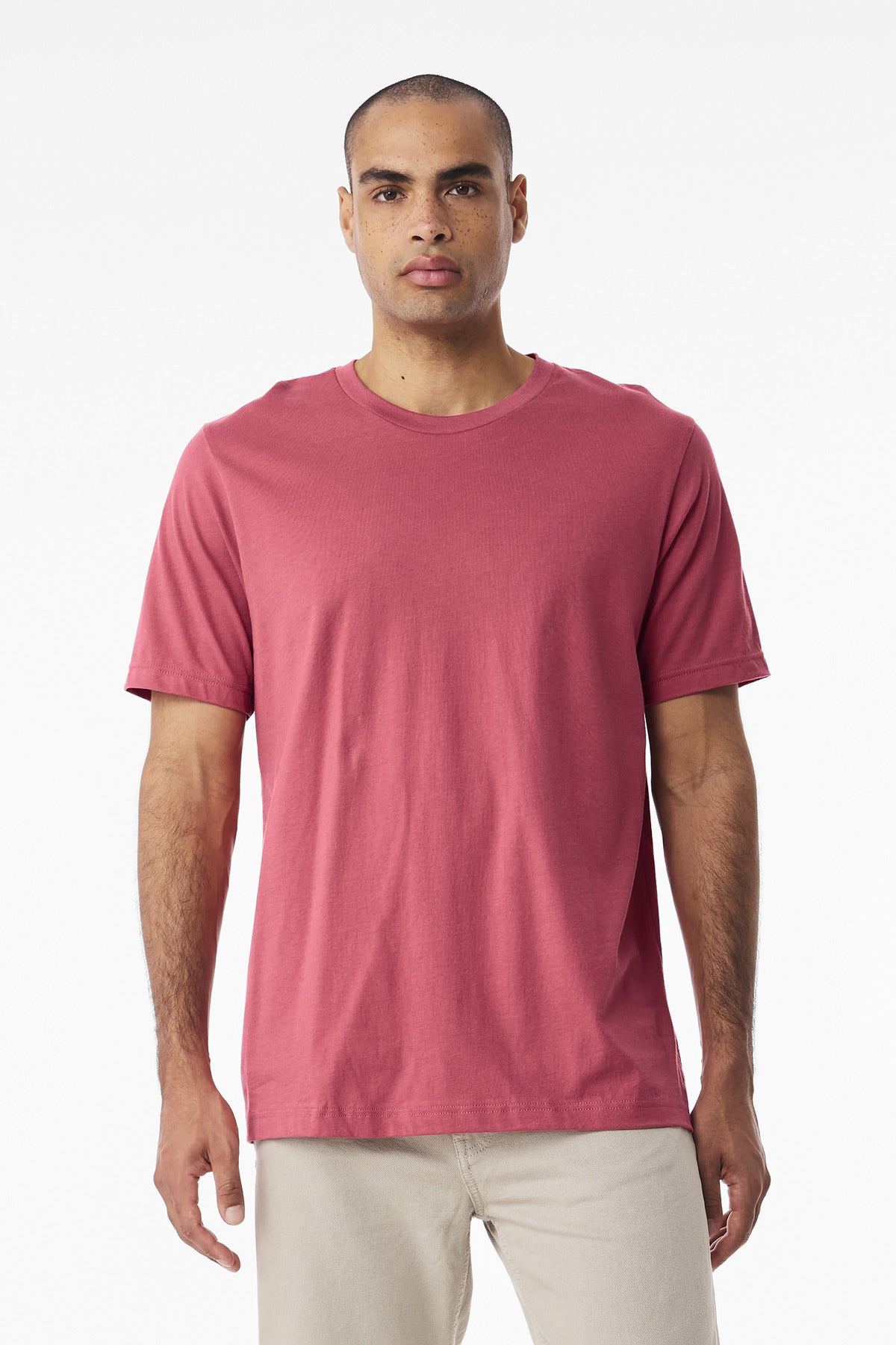 Front View of VtgRed BELLA+CANVAS Unisex Jersey Short Sleeve Tee. BC3001