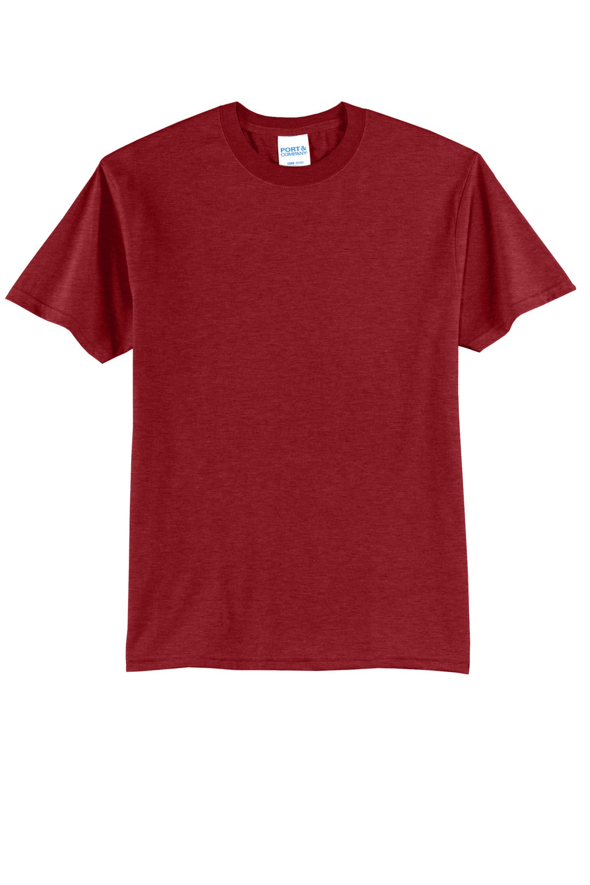 Front View of VtgRed Port & Co Core Blend Tee. PC55