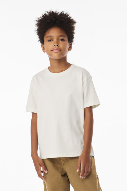 Front View of VtgWhite BELLA+CANVAS Youth 6-Ounce Heavyweight Tee BC3010Y