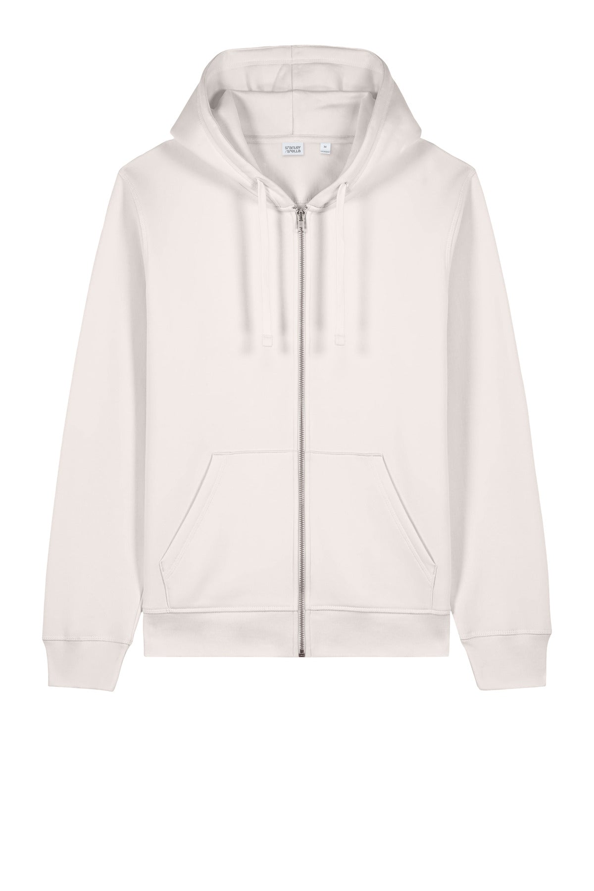 Front View of VtgWhite Stanley/Stella Unisex Mixer Full-Zip Hooded Sweatshirt SXU011