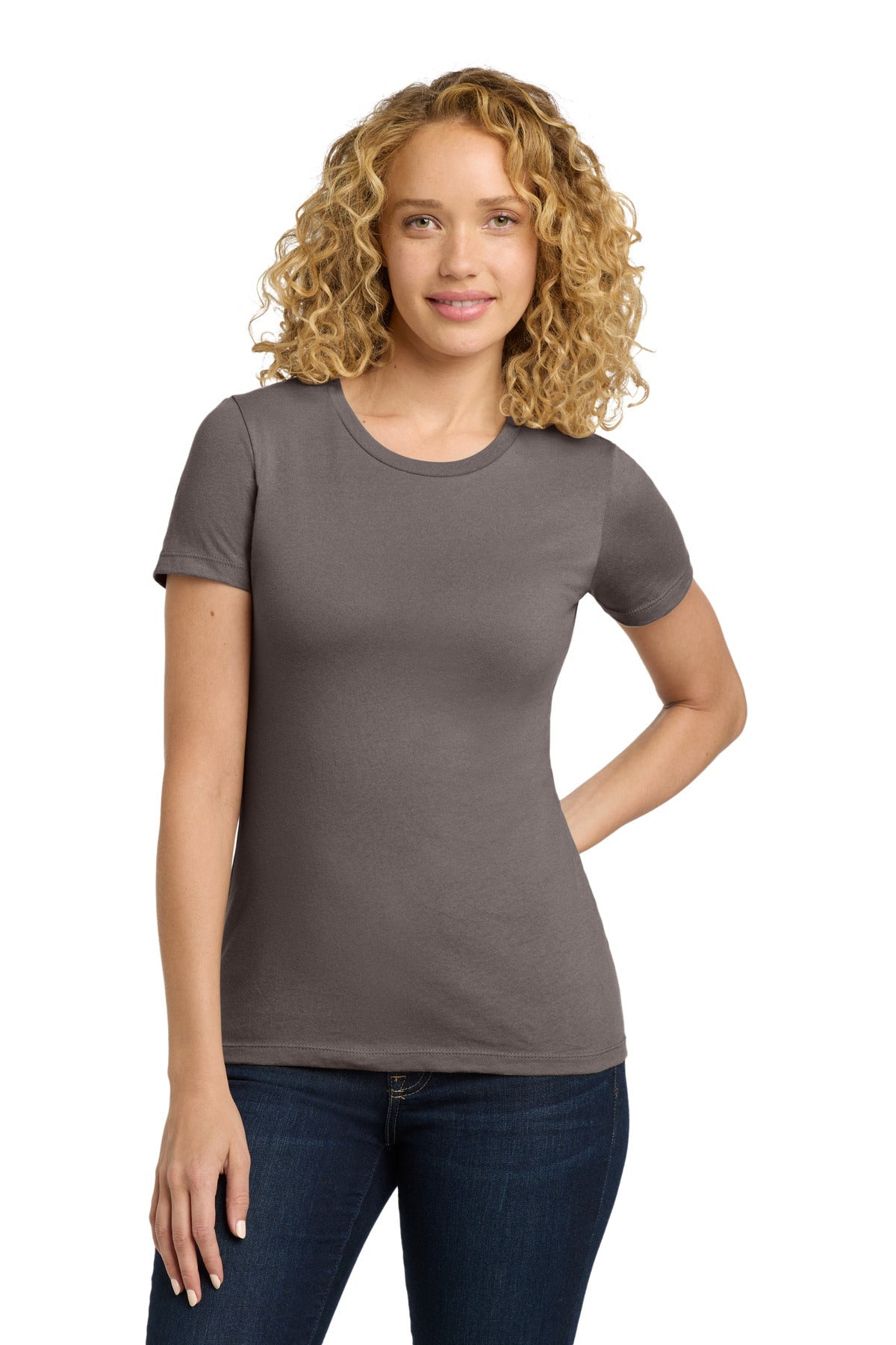 Front View of WarmGray Next Level Apparel Women's Cotton Tee. NL3900