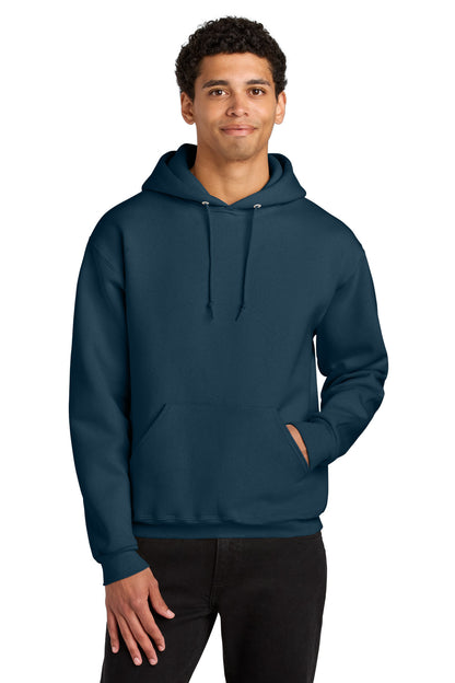 Front View of WashedNavy Jerzees Rugged Unisex Hooded Sweatshirt H12M