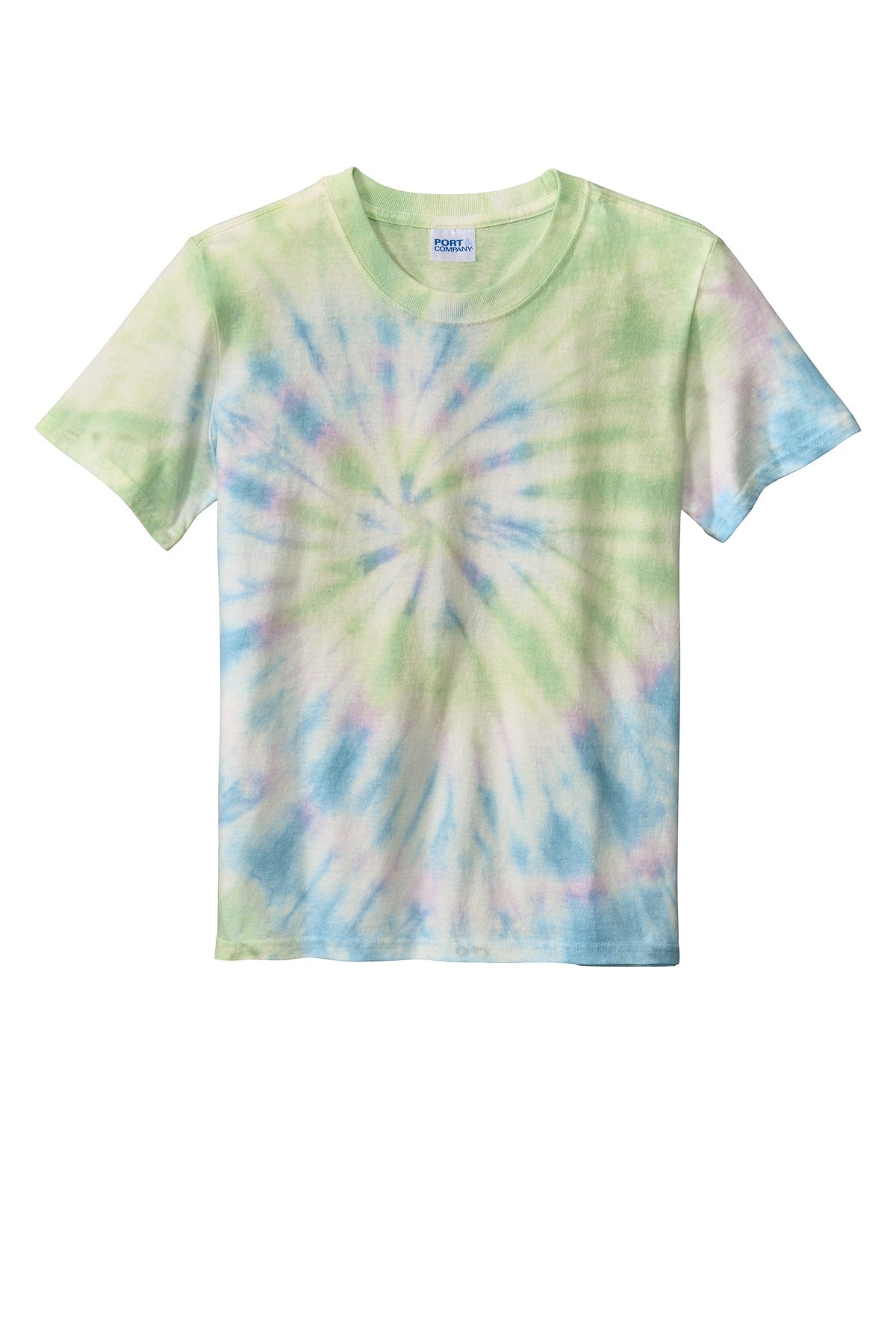 Front View of Watercolor Sp Port & Co Youth Tie-Dye Tee. PC147Y