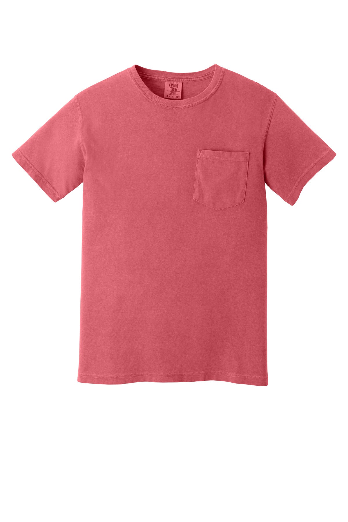 Front View of Watermelon COMFORT COLORS Heavyweight Ring Spun Pocket Tee. 6030