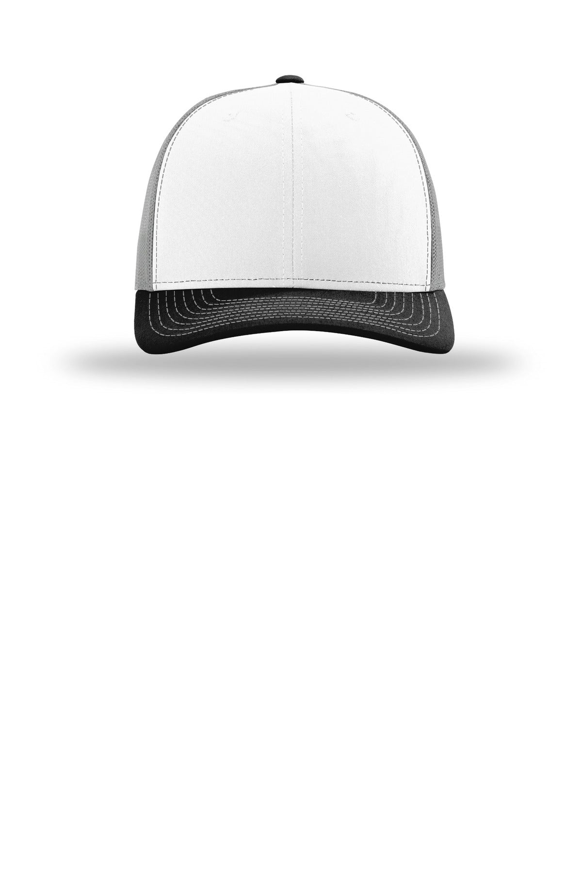 Front View of Wh/Alum/Bk Richardson Trucker Cap 112