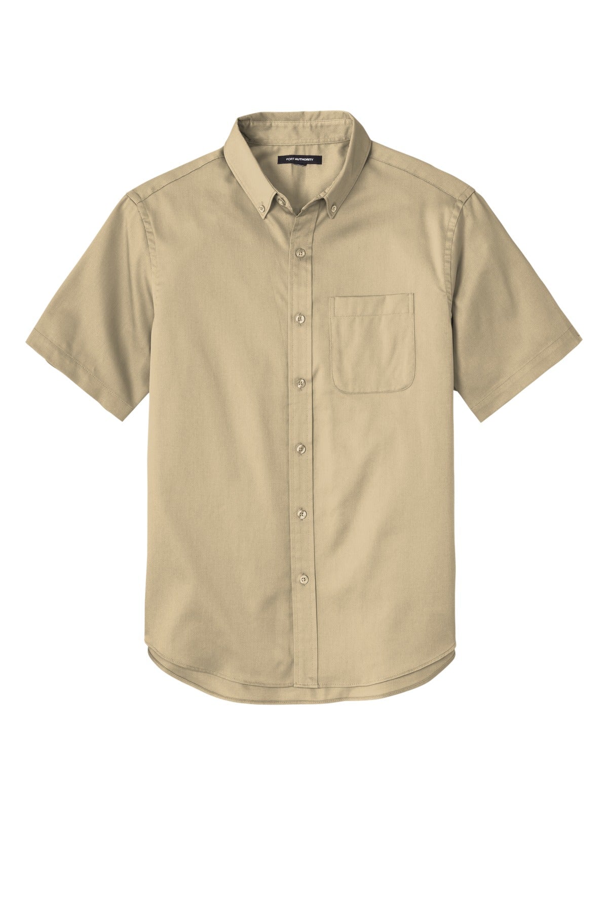 Front View of Wheat Port Authority Short Sleeve SuperPro React Twill Shirt. W809