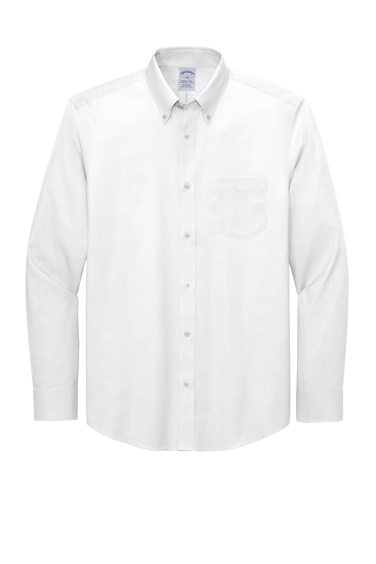 Front View of White Brooks Brothers Tall Wrinkle-Free Stretch Pinpoint Shirt TBB18000