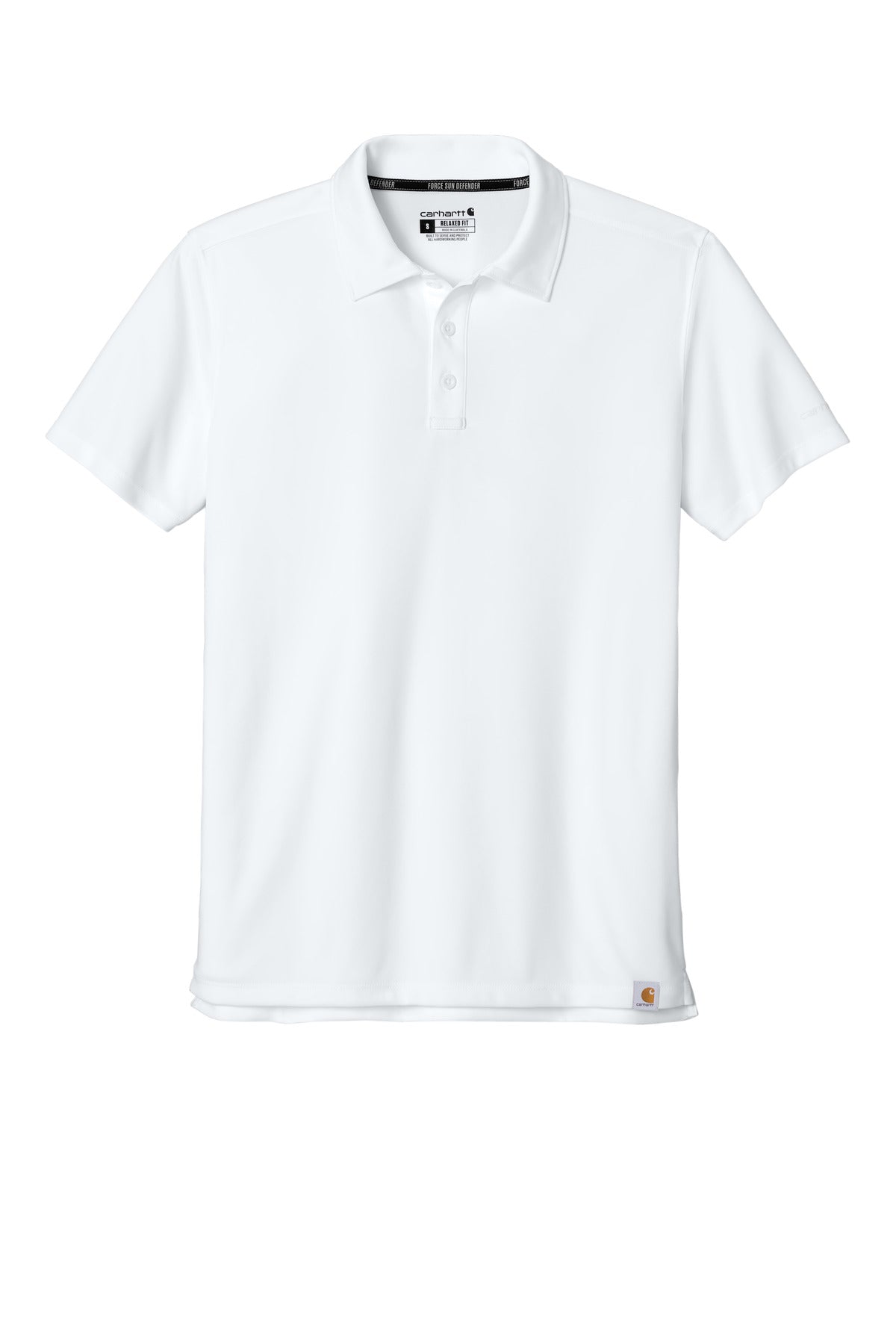 Front View of White Carhartt Force Sun Defender Polo CT106899