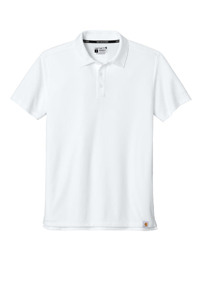 Front View of White Carhartt Force Sun Defender Polo CT106899